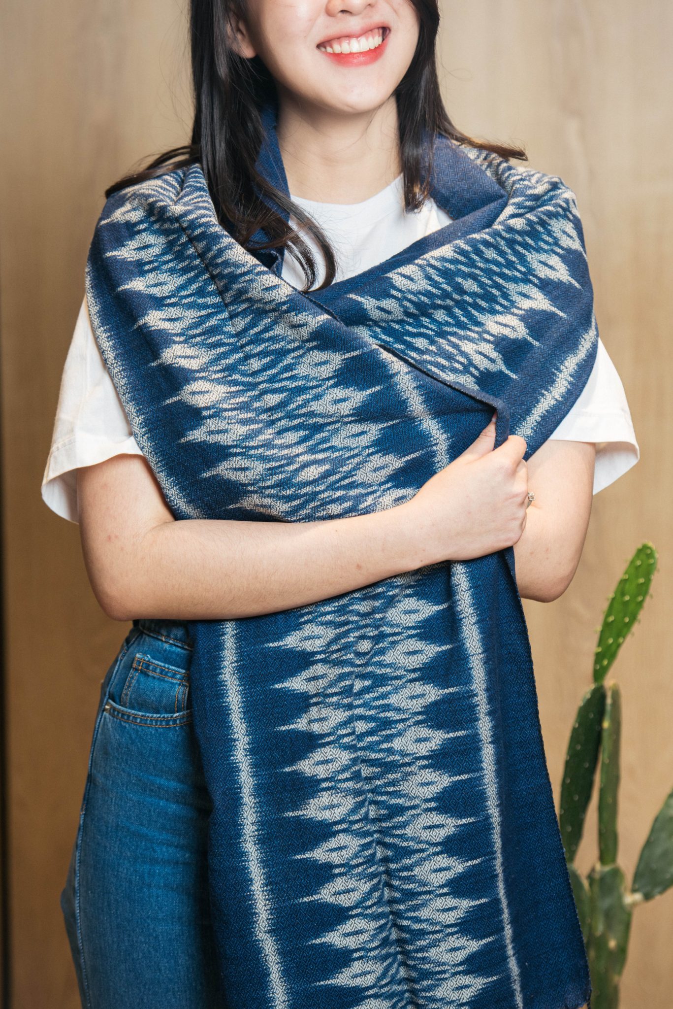 Phou Tai Double Woven Cotton Scarf  Traditional Arts and Ethnology Centre