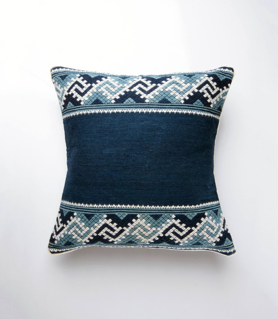 Tai Lue double motif indigo pillow cover